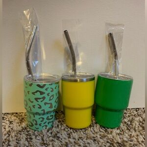 Mini Tumbler Shot Glass Or Mini Cup for Kids, 3oz Mini Tumblers Lid & Straw Gift